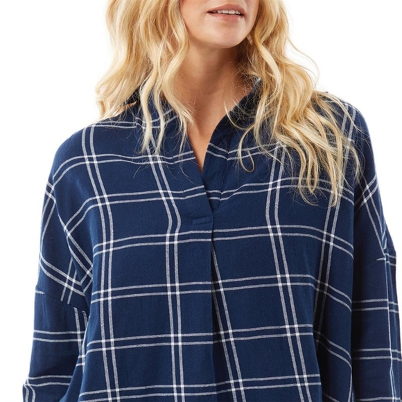 Plaid Top French Connection Womens Pull Over Check Flannel Medium - Picture 3 of 7